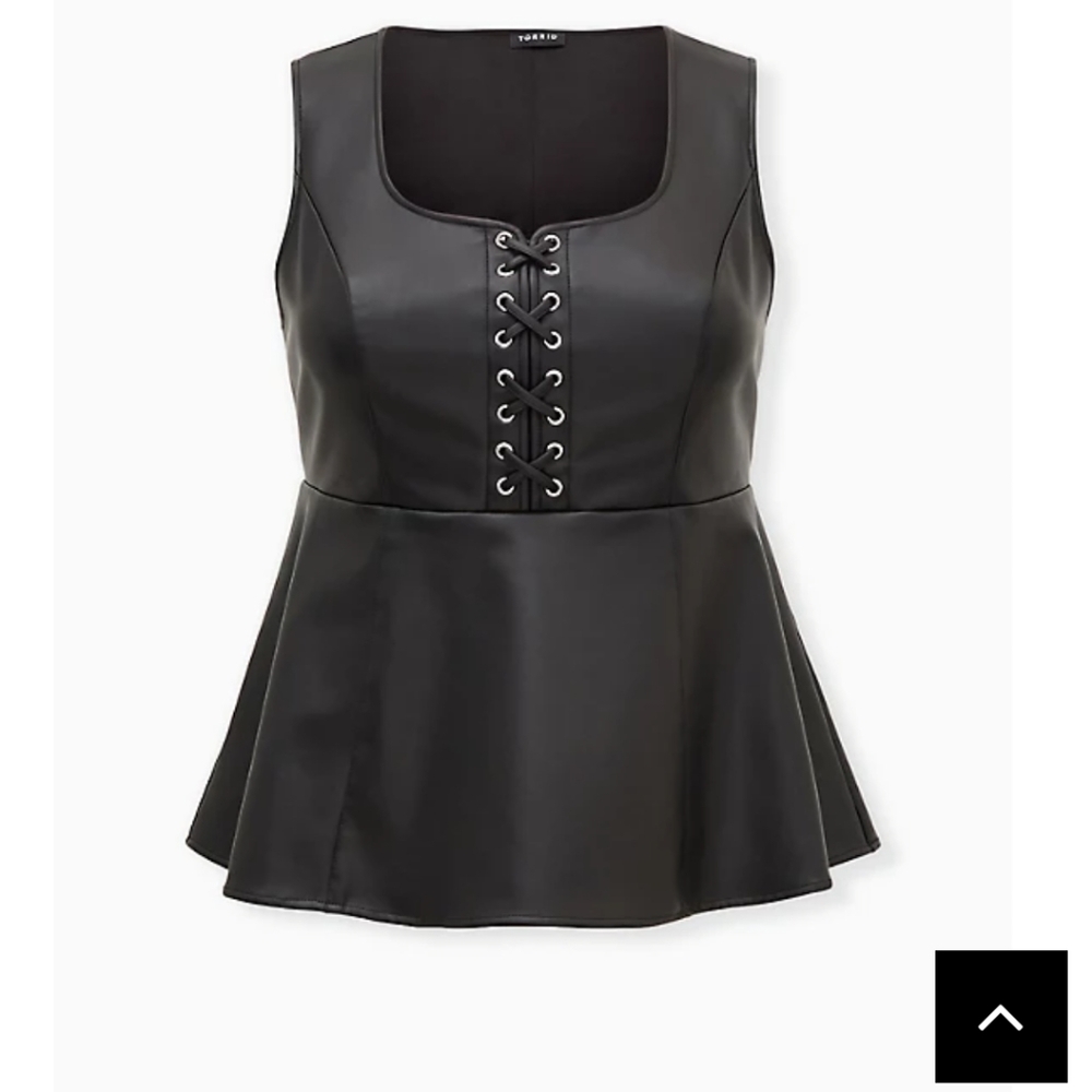 🆕 3X FAUX LEATHER LACE UP PEPLUM TOP